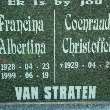 STRATEN Coenraad Christoffel, van &amp; Francina Albertina 1928-1999
