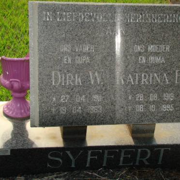 SYFFERT Dirk W. 1911-1963 &amp; Katrina E. 1918-1995