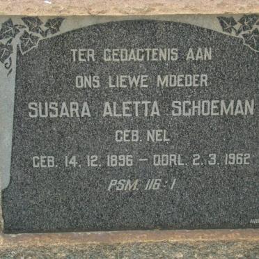 SCHOEMAN Susara Aletta nee NEL 1896-1962