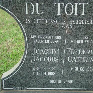 TOIT Joachim Jacobus, du 1934-1993 &amp; Frederick Cathrina 1934-