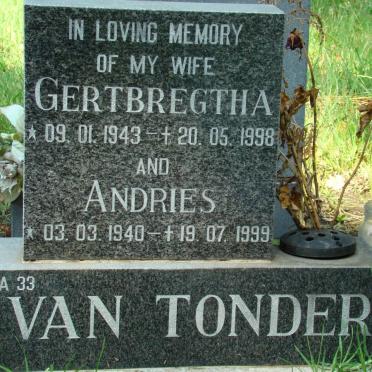 TONDER Andries, van 1940-1999 &amp; Gertbregtha 1943-1998