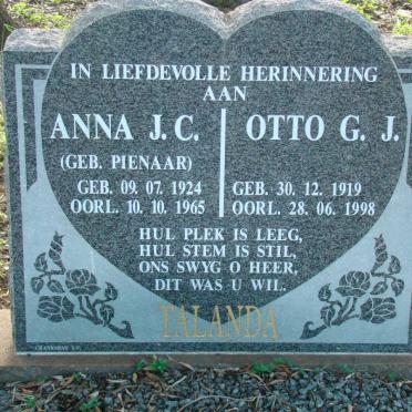 TALANDA Otto G. J. 1919-1998 &amp; Anna J.C. PIENAAR 1924-1965