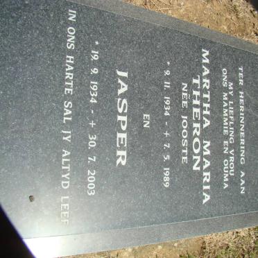 THERON Jasper 1934-2003 &amp; Martha Maria JOOSTE 1934-1989