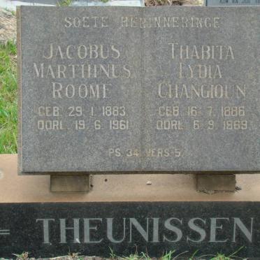 THEUNISSEN Jacobus Marthinus Roome 1883-1961 &amp; Thabita Lydia Changioun 1886-1969