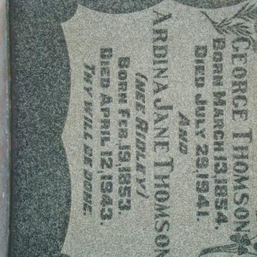 THOMSON George 1854-1941 &amp;  Ardina Jane RIDLEY 1853-1943
