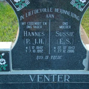 VENTER P.J.H. 1942-1992 &amp; E.S. 1943-2006