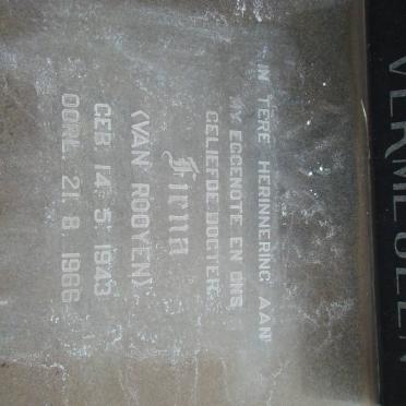 VERMEULEN Fiena nee VAN ROOYEN 1943-1966