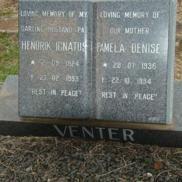 VENTER Hendrik Ignatius 1924-1993 &amp; Pamela Denise 1936-1994