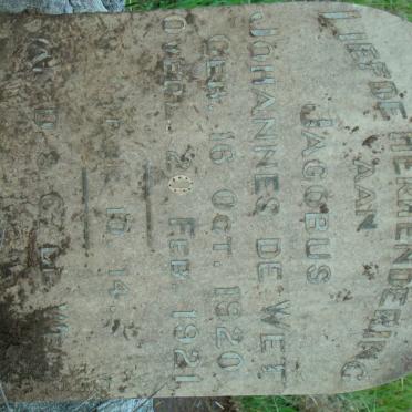 WET Jacobus Johannes, de 1920-1921