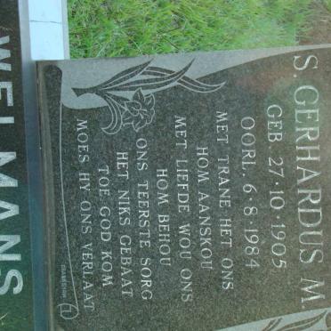 WELMANS S. Gerhardus M. 1905-1984