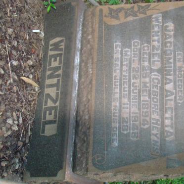 WENTZEL Jacomina Aletta nee HEYNS 1894-1948