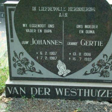 WESTHUYZEN Johannes, van der 1907-1987 &amp; Gertie 1906-1992