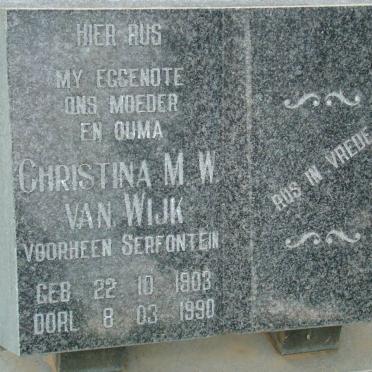 WYK Christina M.W., van nee SERFONTEIN 1903-1990