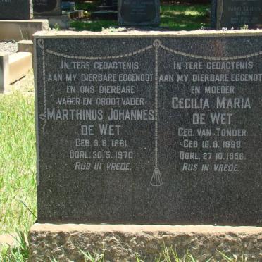 WET Marthinus Johannes, de 1891-1970 &amp; Cecilia Maria VAN TONDER 1898-1956