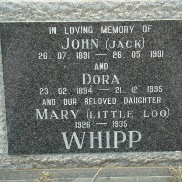 WHIPP John 1891-1981 &amp; Dora 1894-1995 :: WHIPP Mary 1926-1935