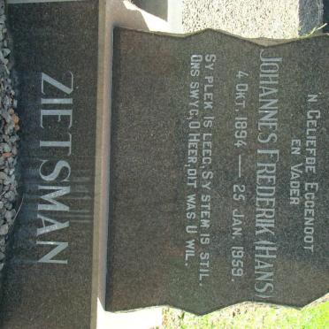 ZIETSMAN Johannes Frederik 1894-1959