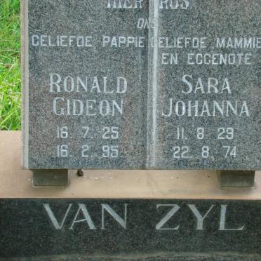 ZYL Ronald Gideon, van 1925-1995 &amp; Sara Johanna 1929-1974