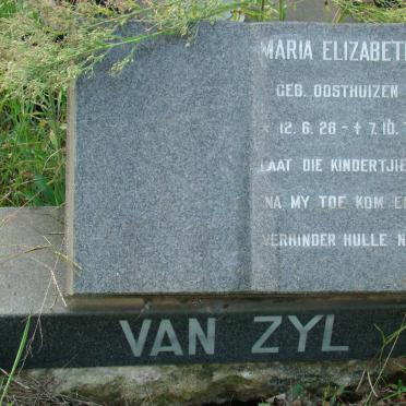 ZYL Maria Elizabeth, van nee OOSTHUIZEN 1928-1977