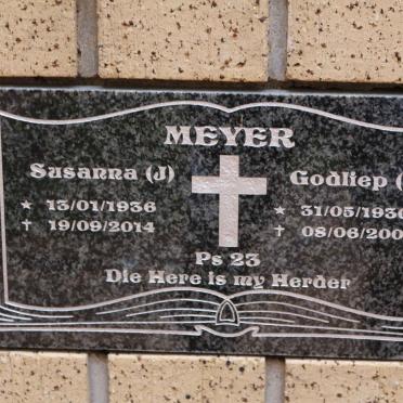MEYER Godliep O 1930-2009 &amp; Susanna J 1936-2014
