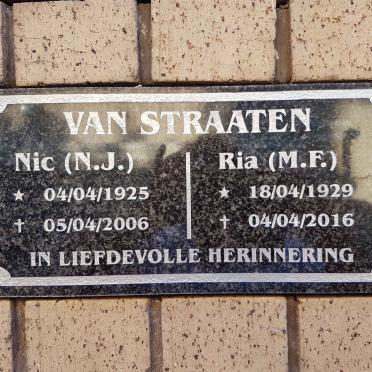 STRAATEN N.J., van 1925-2006 &amp; M.F. 1929-2016