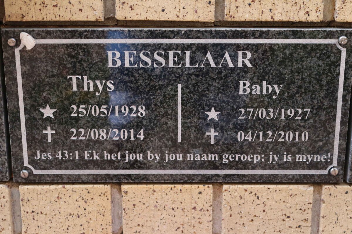 BESSELAAR Thys 1928-2014 &amp; Baby 1927-2010