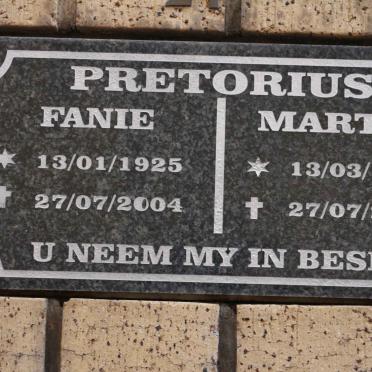 PRETORIUS Fanie 1925-2004 &amp; Martie 1933-2004