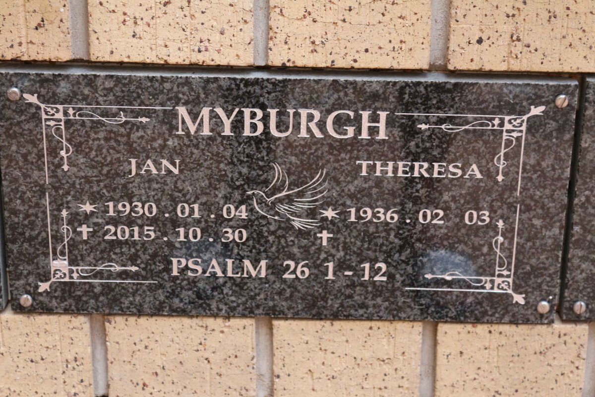MYBURGH Jan 1930-2015 &amp; Theresa 1936-