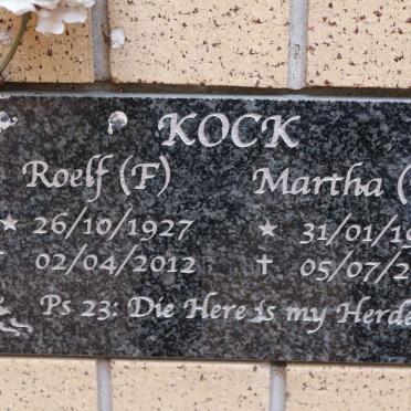 KOCK F. 1927-2012 &amp; M. 1934-2010
