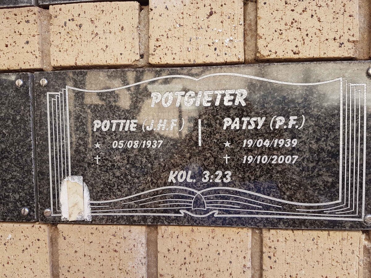POTGIETER J.H.F. 1937- &amp; P.F. 1939-2007