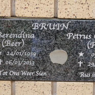 BRUIN Petrus Cornelis 1937-2014 &amp; Berendina 1939-2013