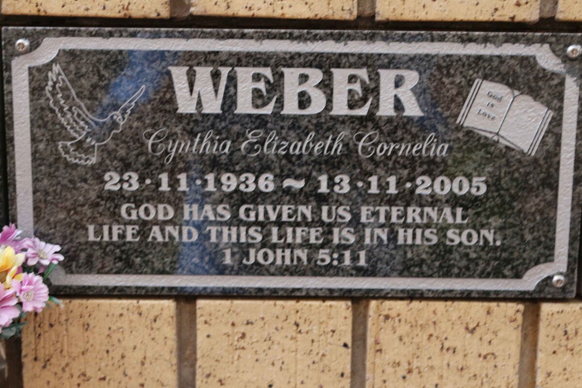 WEBER Cynthia Elizabeth Cornelia 1936-2005