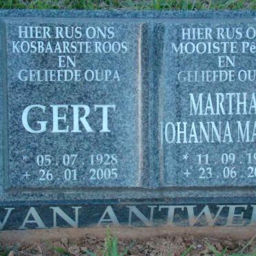 ANTWERP Gert, van 1928-2005 &amp; Martha Johanna Maria 1934-2001