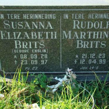 BRITS Rudolf Marthinus 1923-1999 &amp; Susanna Elizabeth ENSLIN 1928-1997