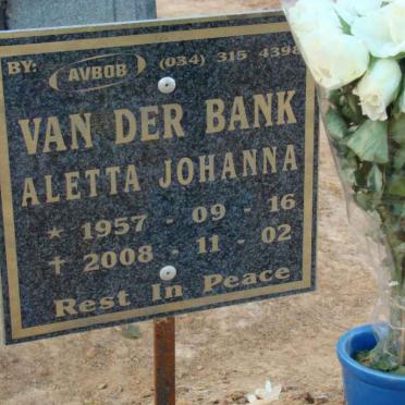 BANK Aletta Johanna, van der 1957-2008