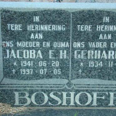 BOSHOFF Gerhardus 1934- &amp; Jacoba E.H. 1941-1997