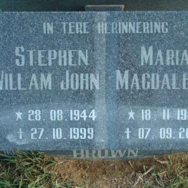 BROWN Stephen William John 1944-1999 &amp; Maria Magdalena 1945-2002