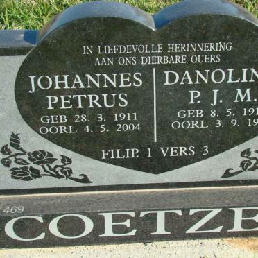COETZER Johannes Petrus 1911-2004 &amp; Danolina P.J.M. 1912-1994