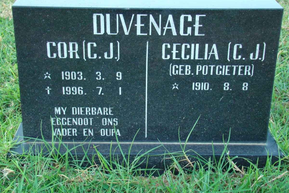 DUVENHAGE C.J. 1903-1996 &amp; C.J. POTGIETER 1910-