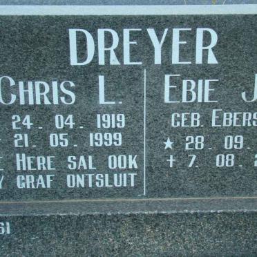 DREYER Chris L. 1919-1999 &amp; Ebie J.F. EBERSOHN 1920-2003