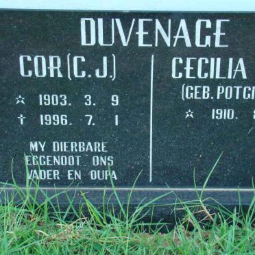 DUVENHAGE C.J. 1903-1996 &amp; C.J. POTGIETER 1910-