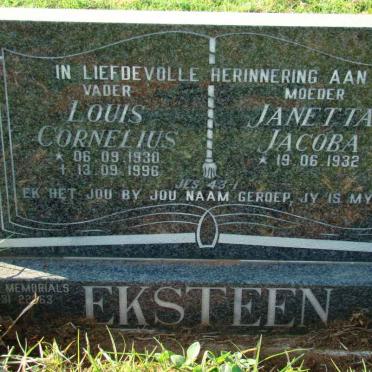 EKSTEEN Louis Cornelius 1930-1996 &amp; Janetta Jacoba 1932-