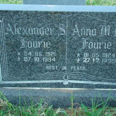 FOURIE Alexander S. 1921-1994 &amp; Anna M.M. 1924-1999