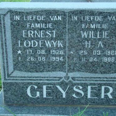GEYSER Ernest Lodewyk 1926-1994 :: GEYSER Willie H.A. 1922-1996