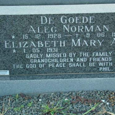 GOEDE Alec Norman, de 1928-1995 &amp; Elizabeth Mary Ann 1931-