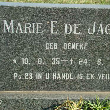 JAGER Marie E., de nee BENEKE 1935-1996