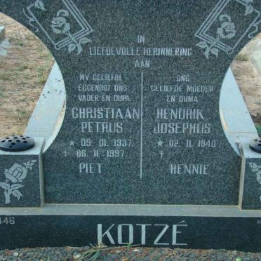KOTZE Christiaan Peturs 1937-1997 &amp; Hendrik Josephus 1940-