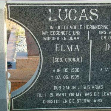 LUCAS Dirk 1931- &amp; Elma Cronje 1936-1995