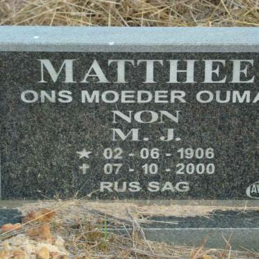 MATTHEE M.J. 1906-2000