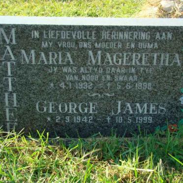 MATTHEE George James 1942-1999 &amp; Maria Mageretha 1932-1998