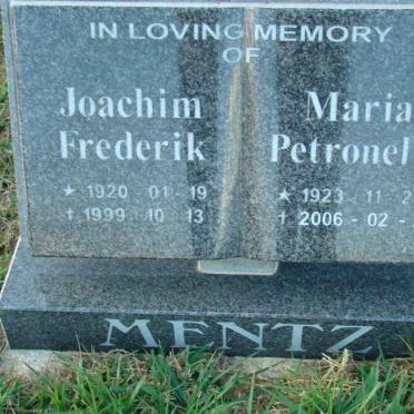 MENTZ Joachim Frederik 1920-1999 &amp; Maria Petronella 1923-2006